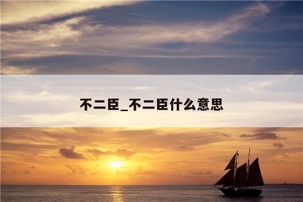 不二臣_不二臣什么意思