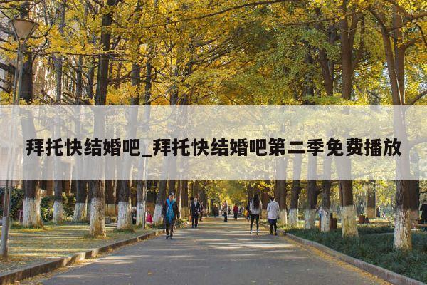拜托快结婚吧_拜托快结婚吧第二季免费播放