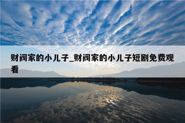 财阀家的小儿子_财阀家的小儿子短剧免费观看