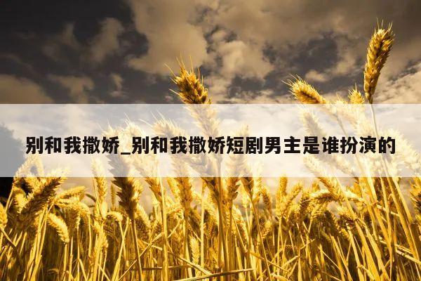 别和我撒娇_别和我撒娇短剧男主是谁扮演的