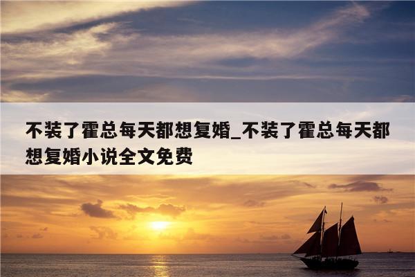不装了霍总每天都想复婚_不装了霍总每天都想复婚小说全文免费