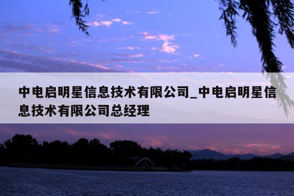 中电启明星信息技术有限公司_中电启明星信息技术有限公司总经理
