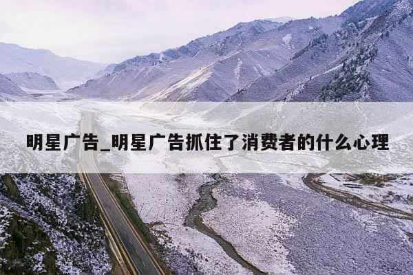 明星广告_明星广告抓住了消费者的什么心理