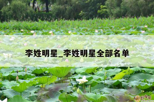李姓明星_李姓明星全部名单