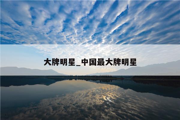 大牌明星_中国最大牌明星