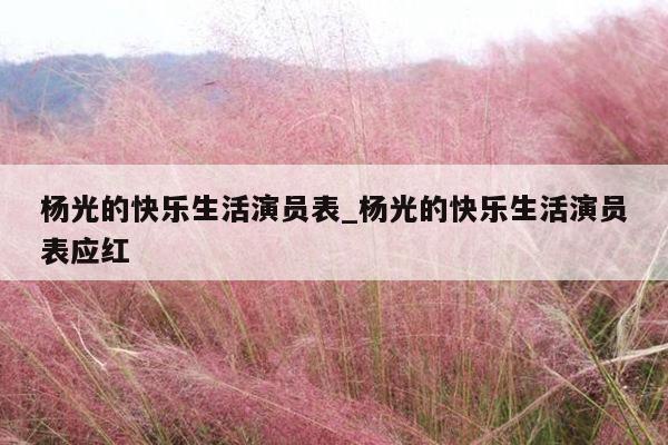 杨光的快乐生活演员表_杨光的快乐生活演员表应红