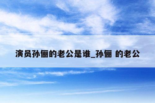 演员孙俪的老公是谁_孙俪 的老公