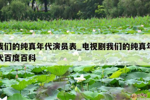 我们的纯真年代演员表_电视剧我们的纯真年代百度百科