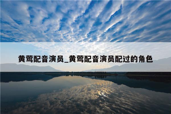 黄莺配音演员_黄莺配音演员配过的角色
