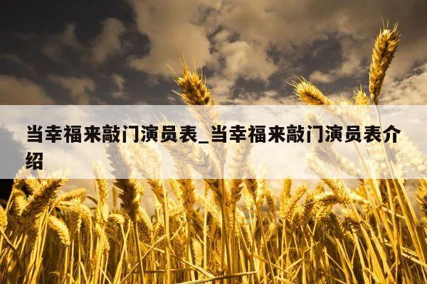 当幸福来敲门演员表_当幸福来敲门演员表介绍