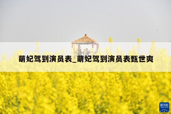 萌妃驾到演员表_萌妃驾到演员表甄世爽