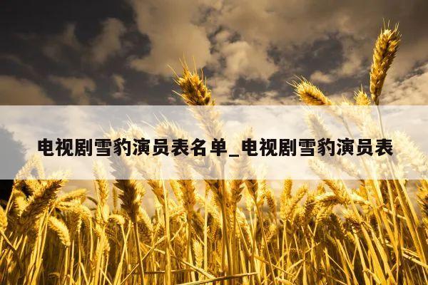 电视剧雪豹演员表名单_电视剧雪豹演员表
