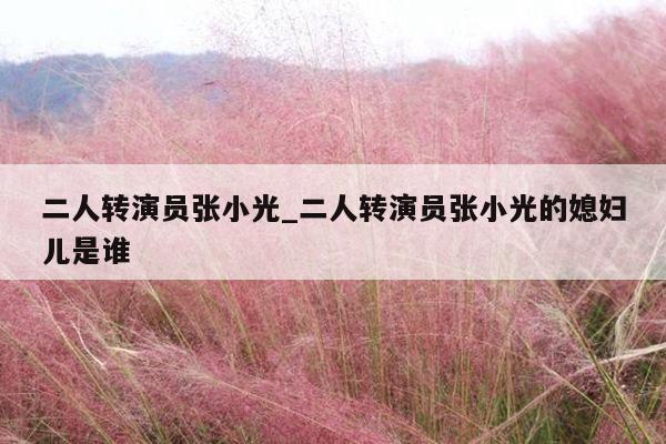 二人转演员张小光_二人转演员张小光的媳妇儿是谁