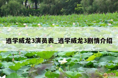 逃学威龙3演员表_逃学威龙3剧情介绍