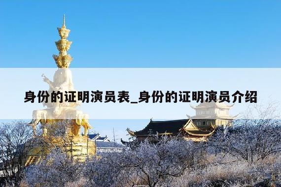 身份的证明演员表_身份的证明演员介绍