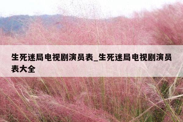 生死迷局电视剧演员表_生死迷局电视剧演员表大全